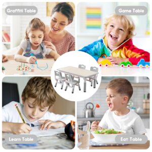 JIAOQIU Kids Table and Chair Set, Adjustable Kids Table, Toddler Non-Slip Table Legs&Organizer Graffiti Desktop Suitable for Kids Table and Chairs Ages 3-12