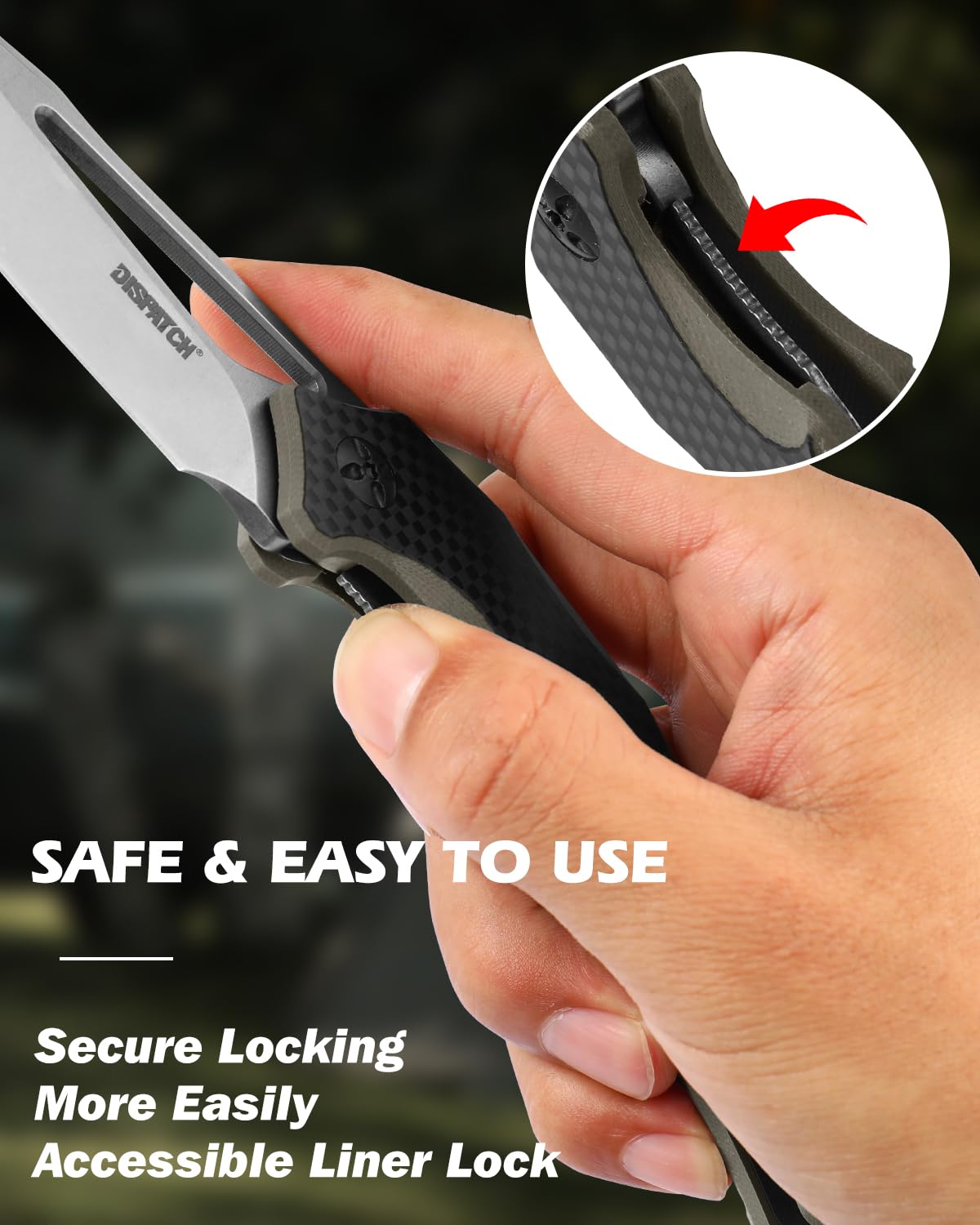 Dispatch Pocket Knife for Men Women, 3.54 Inch 8Cr13MoV Stainless Steel Blade with G10 Handle, Folding Knives with Clip for Outdoor Hunting Hiking Camping Survival EDC Tools