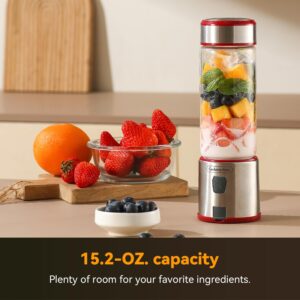 Blast Portable Blender, Cordless, 15.2oz Glass Bottle Vessel, Personal Blender-for Shakes & Smoothies, BPA Free, Leakproof-Lid & Sip Spout, USB-C Rechargeable, Dishwasher Safe Parts (1)