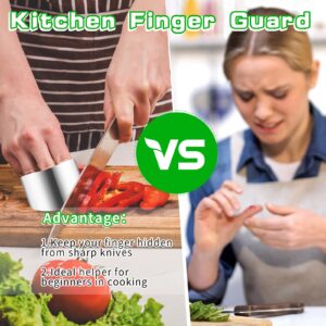 JIEYAO 4PCS Stainless Steel Finger Shield, Knife Finger Guards for Cutting Food and Vegetables Stainless Steel Finger Protector KitchenSafe Chopping Tools for Slicing Dicing Chopping