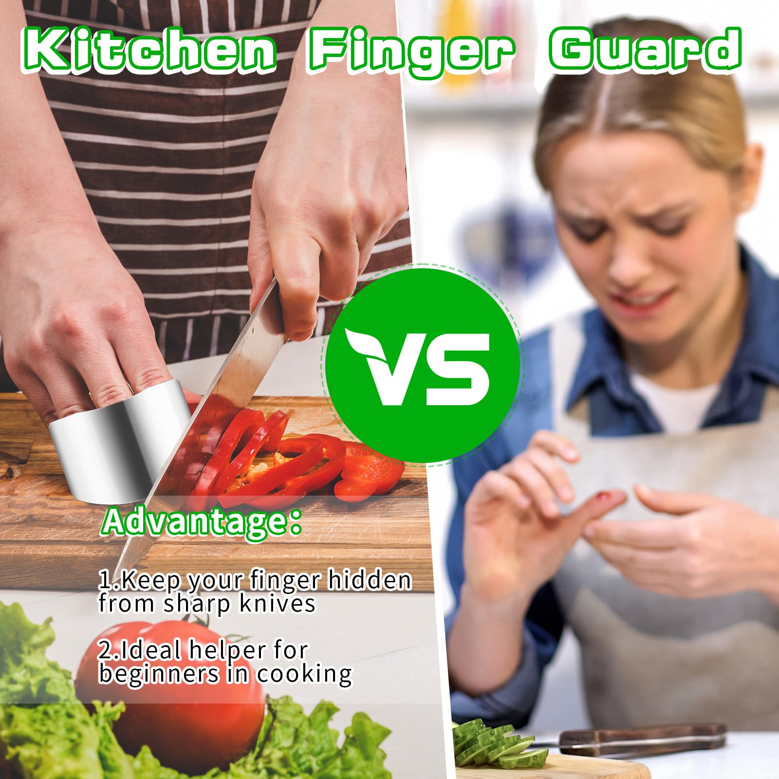 JIEYAO 4PCS Stainless Steel Finger Shield, Knife Finger Guards for Cutting Food and Vegetables Stainless Steel Finger Protector KitchenSafe Chopping Tools for Slicing Dicing Chopping