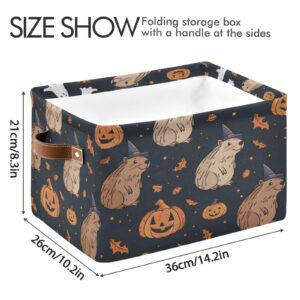 Large Storage Basket Halloween Capybara Foldable Storage Box Organizer Bins with Handles for Bedroom Home Office