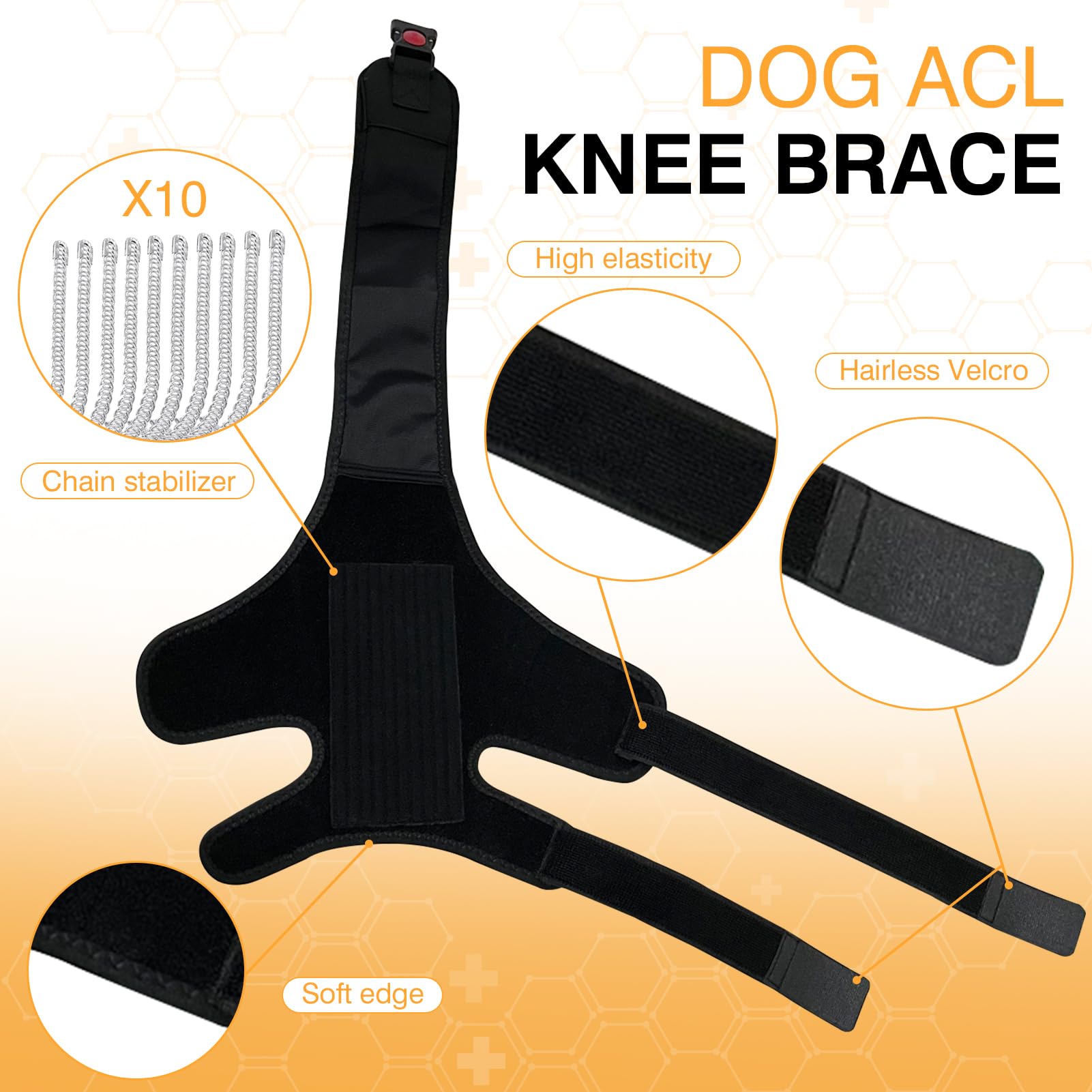 Dog Knee Brace Dog ACL Brace Hind Leg Dog Knee Brace for Torn ACL Hind Leg with Side Stabilizer ACL Brace for Dogs Pain Relief Dog ACL Knee Brace Extra Support Treats Kneecap Dislocation Arthritis