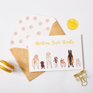 Crisky 50 Count Dog Thank You Cards Nothing Butt Thanks Gold Foil Funny Thank You Cards with Envelopes & Stickers For Friends, Women Men, Teachers, Colleagues, Dog Lovers