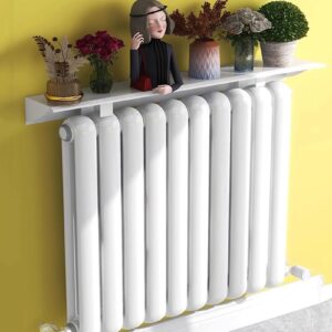 avsmgp radiator covers for home white plant shelf indoor over radiator adiator shelf no drilling anti-smoke dust-proof with 5cm bracket maximize space aluminum,l100cm/39.4in(2 section)