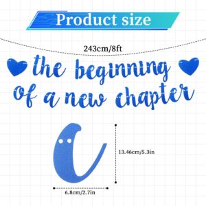 The Beginning of A New Chapter Banner Graduation Engagement Goodbye Party Decorations Retirement Goodbye Party Decorations Congratulations Decorations Party Supplies Blue Glitter