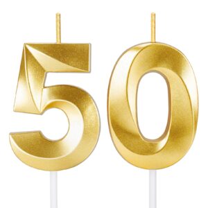 50th birthday candles for cake,gold number candles for happy birthday cake toppers,birthday decorations for her him party anniversary wedding