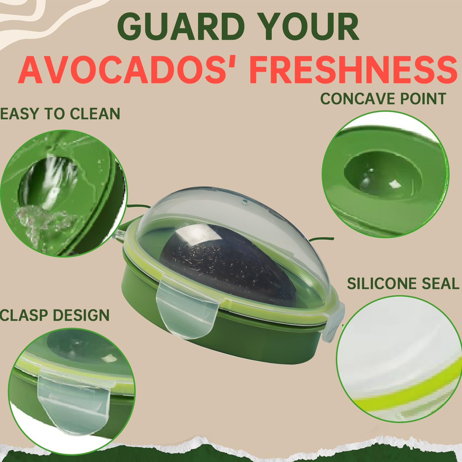 OKAY ORANGE Avocado Saver Holder Avocado Keeper Storage Container Food Storage Container Fruit Storage Containers - Keep Your Avocados Fresh for Days (Green)