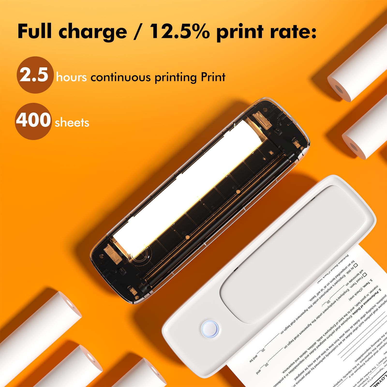 HXBER A4 Printer, A4 Portable Paper Printer Thermal Printing Wireless BT Connect Compatible with iOS and Android Mobile Photo PrinterSupport Various Paper Sizes