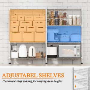 Homdox Heavy Duty Storage Shelves, 4 Tier Wire Shelving Unit, Adjustable Metal Shelves for Storage, Garage Rack Pantry Shelves Kitchen Shelving, 14"x60"x60", Silver Gray