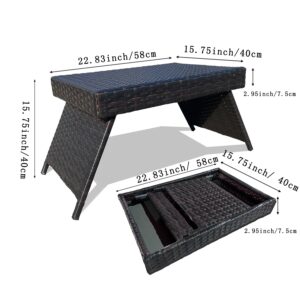 Asifom Patio Wicker Table Outdoor Foldable Coffee Table Leisure Folding Standing Table Portable Side Table Balcony Garden Lawn Poolside Backyard Bistro Furniture