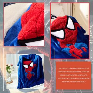 COCOPLAY W 3D Cartoon Embroidery Sherpa Flannel Blanket Throw for Kids, Soft Warm Cozy Plush Blanket for Couch Bed Sofa