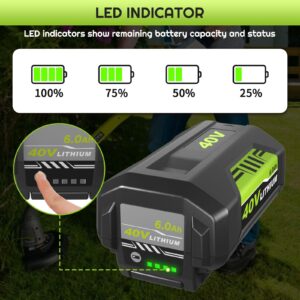 Forrat 6000mAh 40 Volt Lithium-ion Battery Replacement for Ryobi 40V Battery Compatible with Ryobi 40V Battery 6AH OP40601 OP4026A OP4040 OP4030 OP4050 OP4050A OP4015 Cordless Tools Battery (Green)