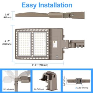 YELLORE 2 Pack 320W LED Parking Lot Light 44,800LM UL DLC Listed LED Shoebox Pole Light with Slip Fitter 5000K Flood Lights Outdoor IP65 Waterproof Commercial Street Light 100-277VAC