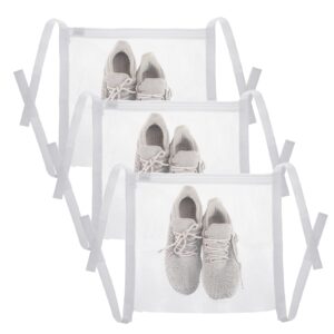 3pcs sneaker dryer bag mesh dryer bag for sneakers with zipper & strap reusable shoe holder for dryer,15.3×14.7“,white