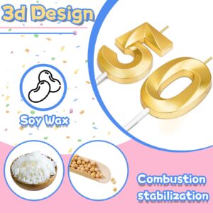 50th Birthday Candles for Cake,Gold Number Candles for Happy Birthday Cake Toppers,Birthday Decorations for Her Him Party Anniversary Wedding