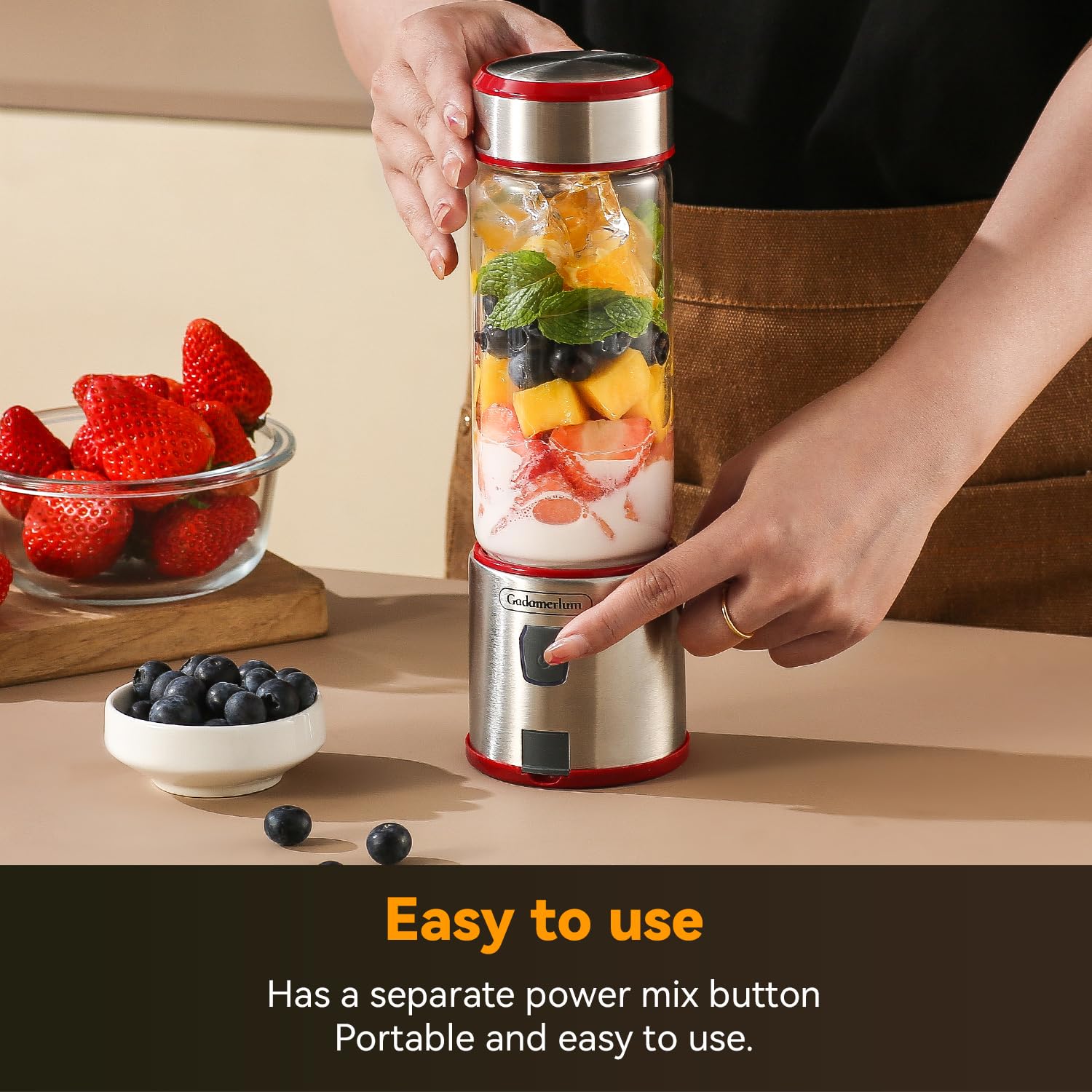 Blast Portable Blender, Cordless, 15.2oz Glass Bottle Vessel, Personal Blender-for Shakes & Smoothies, BPA Free, Leakproof-Lid & Sip Spout, USB-C Rechargeable, Dishwasher Safe Parts (1)