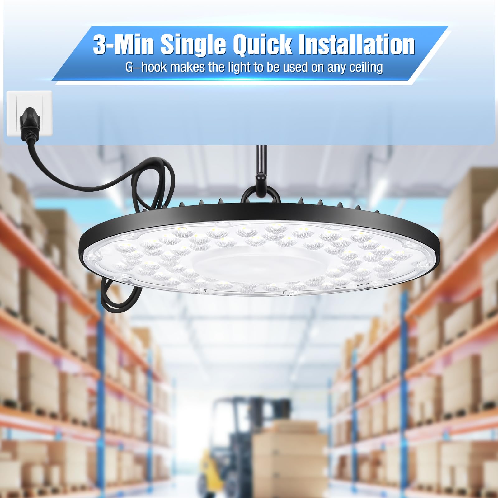 YANYCN 20 Pack 150W UFO Led High Bay Light Fixture,6000K Daylight Commercial Shop Bay Lighting,120VAC,21000LM,[650W MH/HPS Equiv.] US Plug Area Lighting for Garage/Warehouse/Barn/Gym/Factory/Workshop