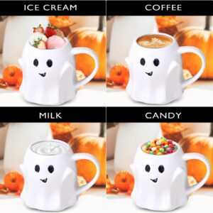 FANFX 13oz Halloween Ghost Mug, Ceramic Halloween White Ghost Pattern Mug. Coffee Mugs Halloween Birthday Tabletop Drinks Adult Gifts Children Gifts Women Gifts