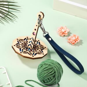 Portable Yarn Holder Kit, Wooden Yarn Spinner Wrist Yarn Holder Yarn Ball Minder Yarn Storage Organizer Knitting Supplies Crocheting Gift for Craft Lovers (Mandala)