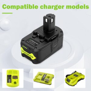 Upgraded P117 21V 3A Rapid Charger + 2 Pack 6.0Ah 18V RB18L50 Lithium Battery Combo for RYOBI P108 P102 P104 High Capacity Cordless Tool Batteries