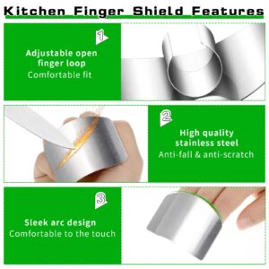 JIEYAO 4PCS Stainless Steel Finger Shield, Knife Finger Guards for Cutting Food and Vegetables Stainless Steel Finger Protector KitchenSafe Chopping Tools for Slicing Dicing Chopping