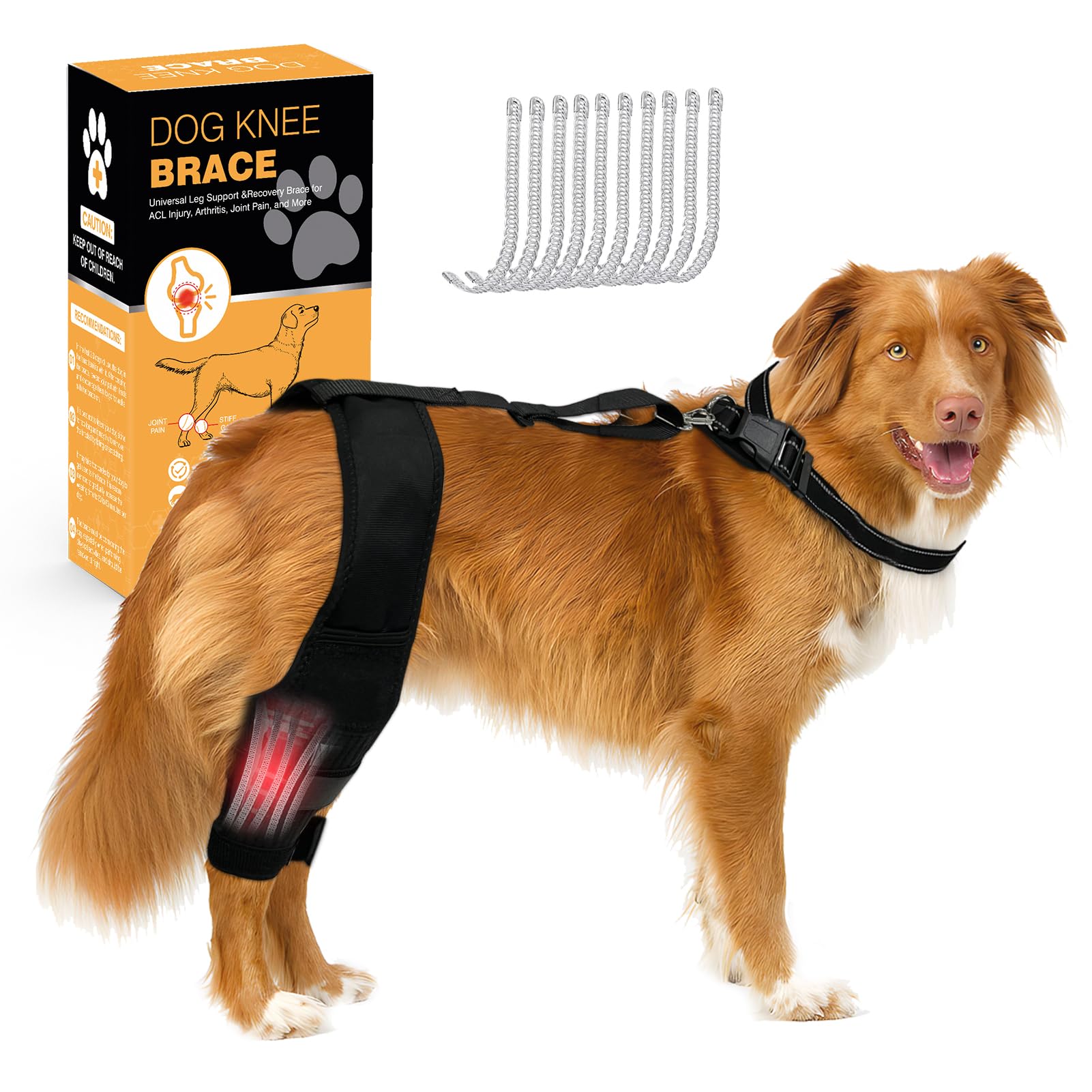 Dog Knee Brace Dog ACL Brace Hind Leg Dog Knee Brace for Torn ACL Hind Leg with Side Stabilizer ACL Brace for Dogs Pain Relief Dog ACL Knee Brace Extra Support Treats Kneecap Dislocation Arthritis