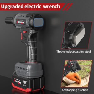 Impact Wrench, 21V Cordless Impact Wrench, 260FT-LBS(350N.m) Brushless Electric Impact Wrench, 2500RPM Torque Impact Gun,2x 4.0Ah Batteries Impact Wrench with LED Ring Light and Hammer Function