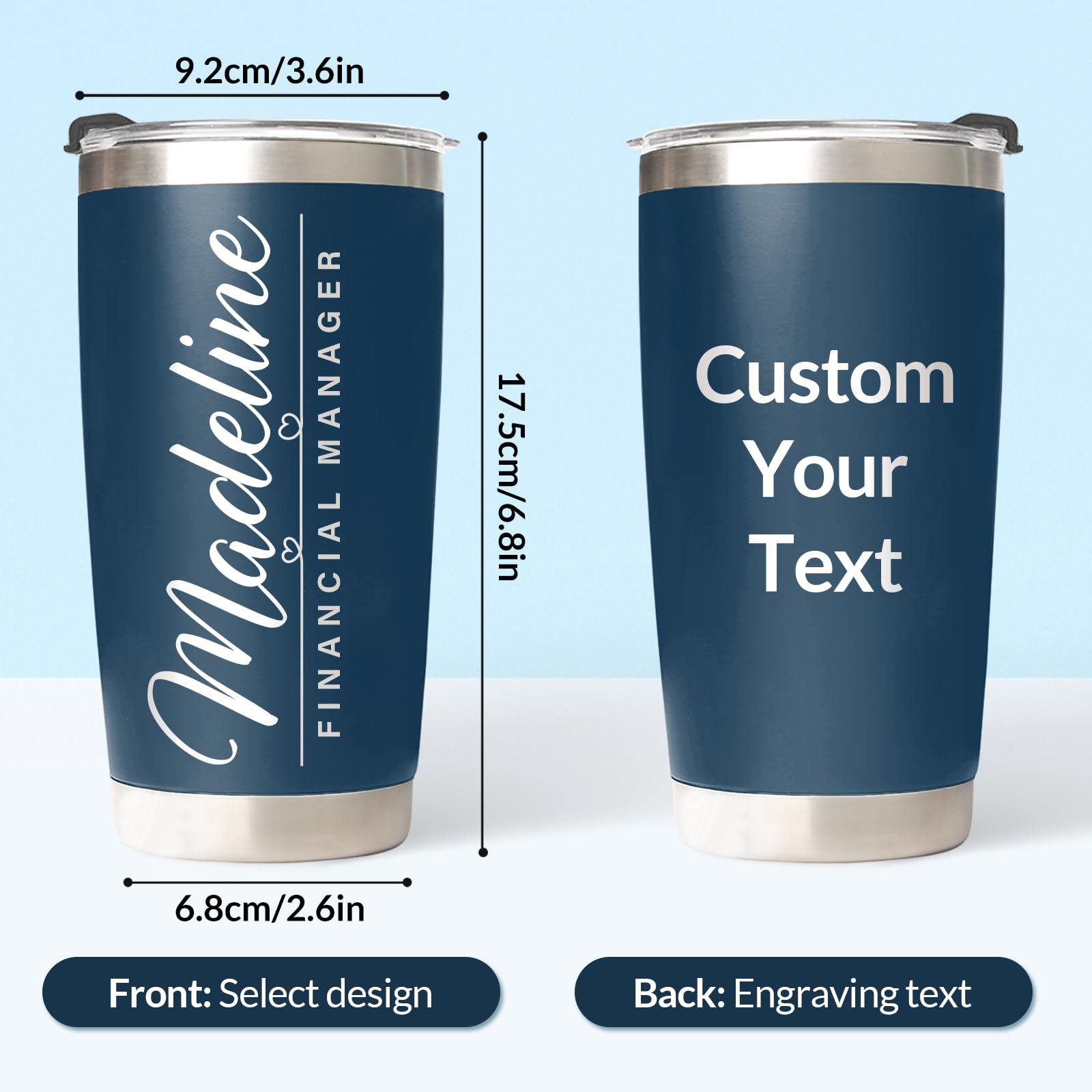 Personalized Tumbler with Names - Custom Tumblers Personalized 20 Oz Coffee Tumbler with Engraving Name on Both Sides - Personalized Cups with Names Gifts for Women Men, 18 Designs