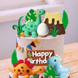 JeVenis Luxury Little Dinosaur Cake Decorations Dinosaur Cupcake Topper Little Dinosaur Cake Toppers for Birthday Baby Shower Party Supplies