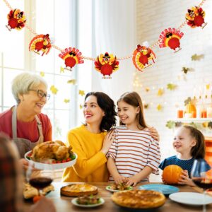 Capoda Thanksgiving Decorations Felt Turkey Banner Garland with Wood Beads Thanksgiving Party Hanging Decorations for Fireplace Mantle Wall Fall Harvest Friendsgiving Party Supplies, 3.9 Ft