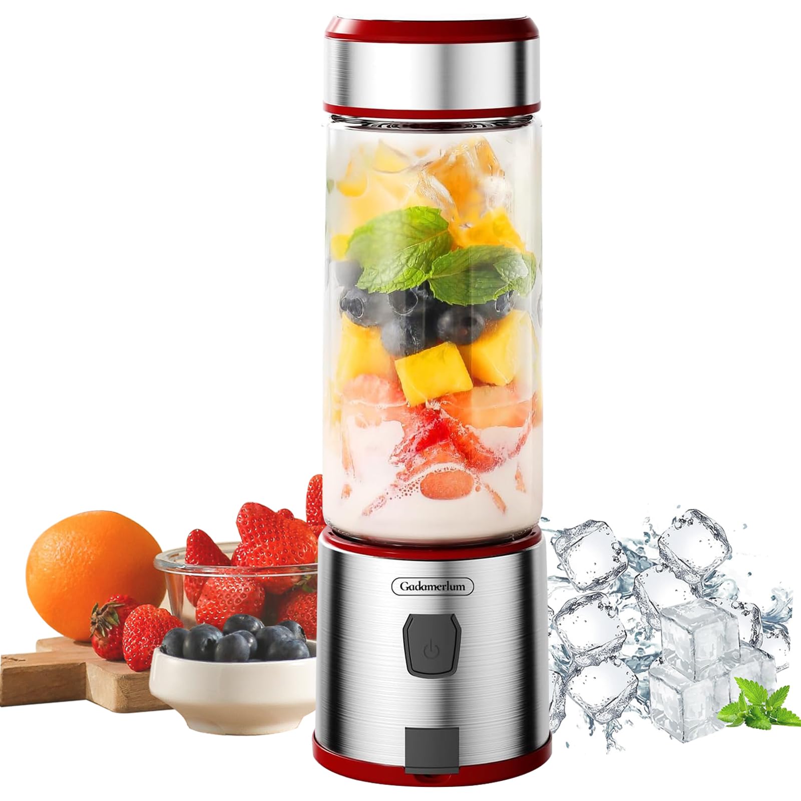 Blast Portable Blender, Cordless, 15.2oz Glass Bottle Vessel, Personal Blender-for Shakes & Smoothies, BPA Free, Leakproof-Lid & Sip Spout, USB-C Rechargeable, Dishwasher Safe Parts (1)