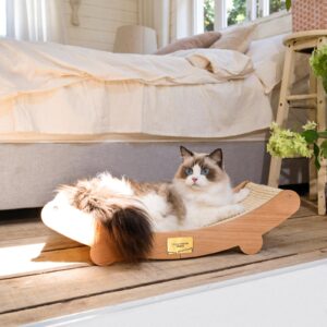 CHEERHOME PETS Sisal Cat Scratcher Bed for Indoor Cats Hammock for Scratching Pad Cat Chair Nartural Sisal Cat Scratch Post for Large Cat Scratcher Lounge, Wooden Cat Furniture(Large)