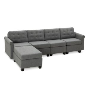 PHI VILLA Convertible Sectional Sofa for Living Room - Modular Sectional Sofa Couch with Seats Storage/Movable Ottoman