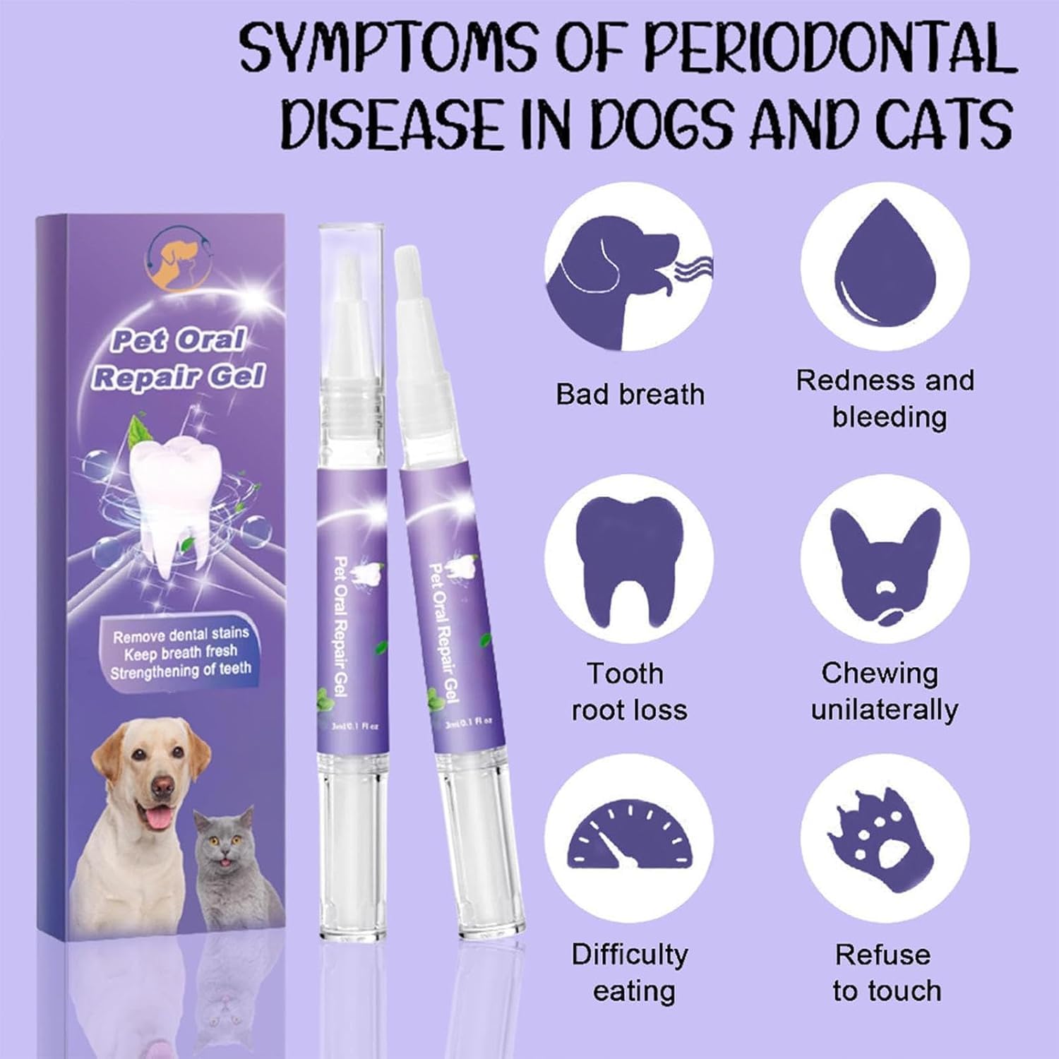 Pet Oral Repair Gel, Pet Oral Restoration White Gel, Pet Oral Care Gel, Pet Breath Freshener for Dogs & Cats, Pet Teeth Repairing, Pet Oral Restorative Gel, 3ml (4)