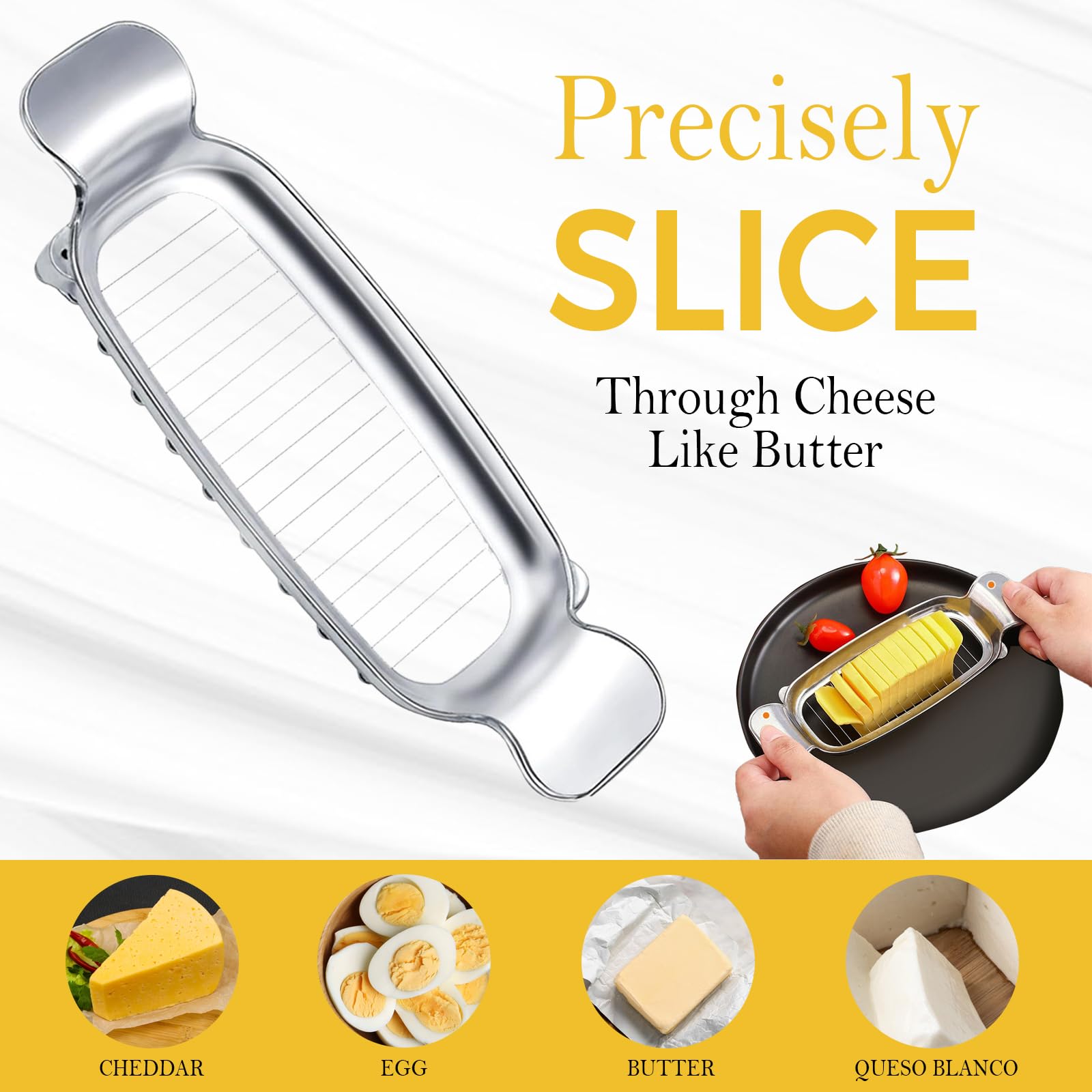 2024 upgraded Butter Slicer & Butter Cutter- Ergonomic Handle, 18 Sharp Wires, Cuts 1/4 Inch Slices, Butter Slicers for Butter Squares, Butter Cutter Slicer Single Stick, wire Cheese Cutter Slicer