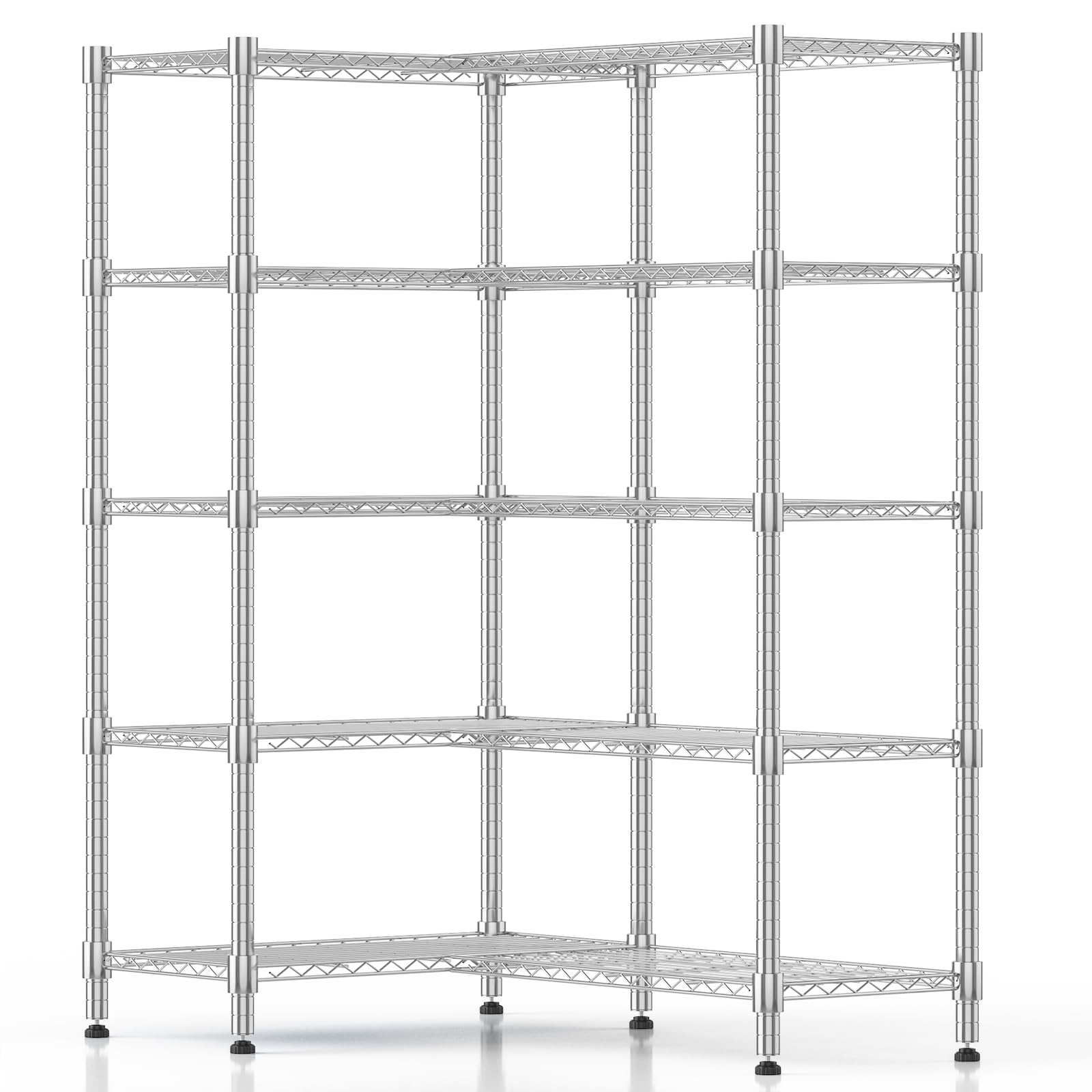 Homdox Heavy Duty Storage Shelves, 4 Tier Wire Shelving Unit, Adjustable Metal Shelves for Storage, Garage Rack Pantry Shelves Kitchen Shelving, 14"x60"x60", Silver Gray