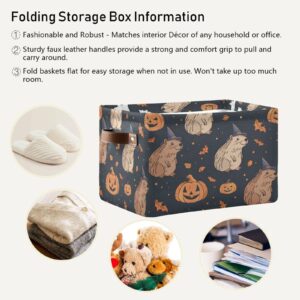 Large Storage Basket Halloween Capybara Foldable Storage Box Organizer Bins with Handles for Bedroom Home Office