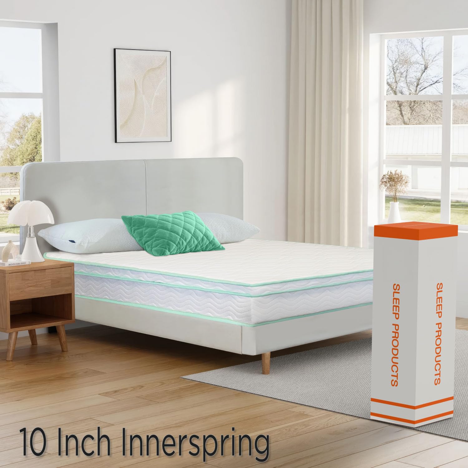 HIROHRTV Queen Size 10-Inch Cool Gel Memory Foam Innerspring Hybrid Mattress - Medium Firm, CertiPUR-US Certified, Mattress in a Box, Queen Support and Pressure Relief, Enhanced Breathability (Queen)