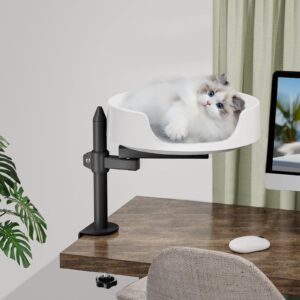 nestchroix cat bed for desk elevated cat house over desk keeps kitten cat close and workspace clear cat box with pet cushions (45° rotating rod)