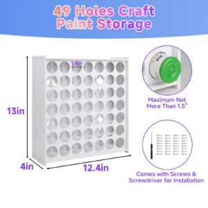 49 Holes Acrylic Paint Storage Organizer for 2 oz Craft Paints, Craft Paint Bottle Storage Rack Stand, Vertical Acrylic Paint Organizer Holder, Crafts Paint Storage Tower for Apple Barrel, Folkart