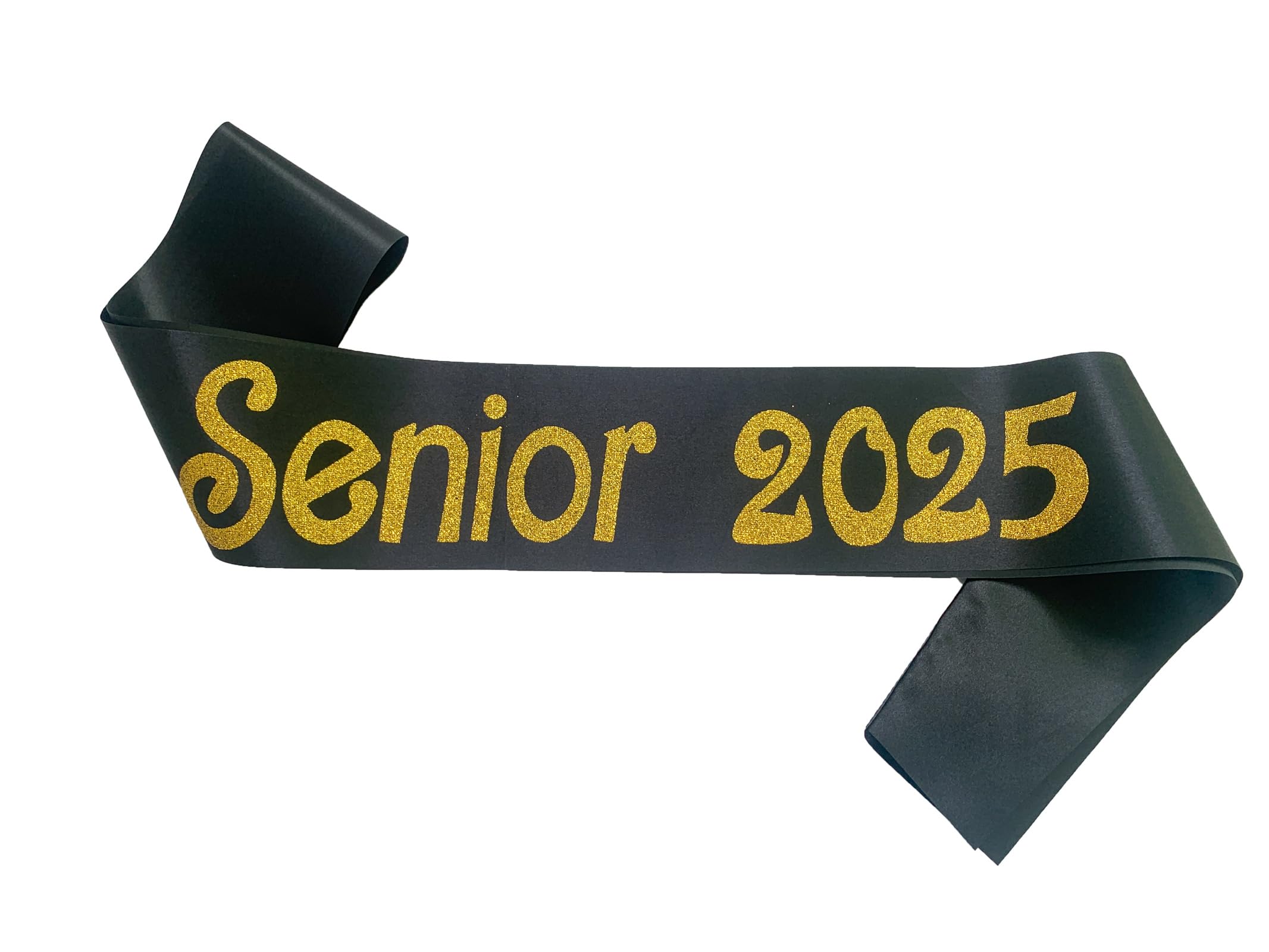 Conggluuo Senior 2025 Sash, 2025 Senior Sash Black Sash with Gold Glitter Finally Graduated Cheerleader Graduation Sash for Graduation Party Supplies 2 Pack Senior Sashes Black Gold 2pcs