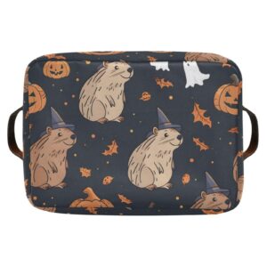 Large Storage Basket Halloween Capybara Foldable Storage Box Organizer Bins with Handles for Bedroom Home Office