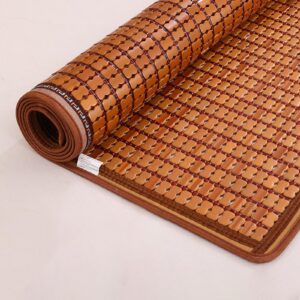 bamboo bed mat, summer bamboo sleeping mat, cooling pad for bed, foldable summer bed mat cool sleeping mattress cooling bed for home school dormitory(light coffee color,39.4 * 74.8 in)