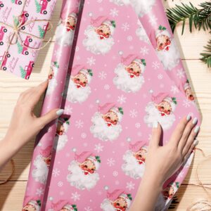 Pink Christmas Wrapping Paper Pink Santa Wrapping Paper 12 Sheets Pink Gift Wrapping Paper Christmas 20 x 26.8 Inch Pink Wrapping Paper Christmas Gift Wrap for Christmas DIY Gift Wrapping Paper