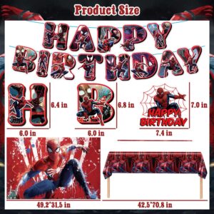 Spider Birthday Party Supplies, Spider Birthday Party Decorations Include Backdrop, Birthday Banner, Hanging Swirls, Spider Balloons, Cupcake Toppers, Tablecloth