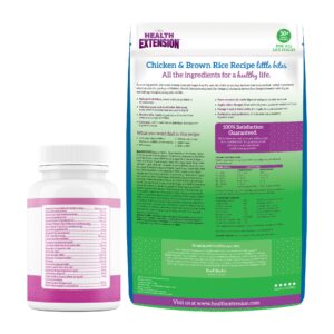 Health Extension Bundle - Little Bites Dry Dog Food Chicken & Brown Rice Recipe (4 lbs) & Multivitamin (30 Tablets) - High-Protein, Balanced Nutrition for Dogs of All Life Stages