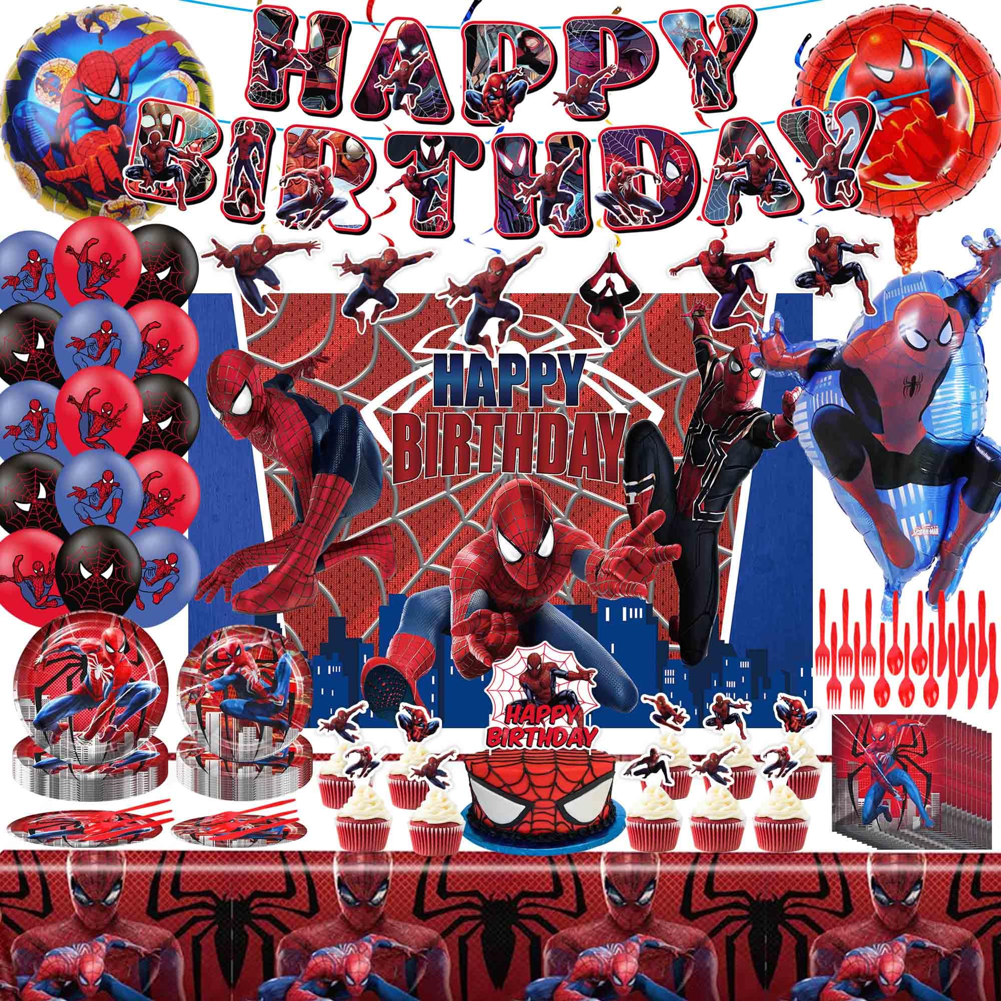 Spider Birthday Decorations, Spider Party Decorations Include Banner, Balloons, Tablecloth, Paper Tableware, Hanging Swirl, Backdrop, Spider Birthday Party