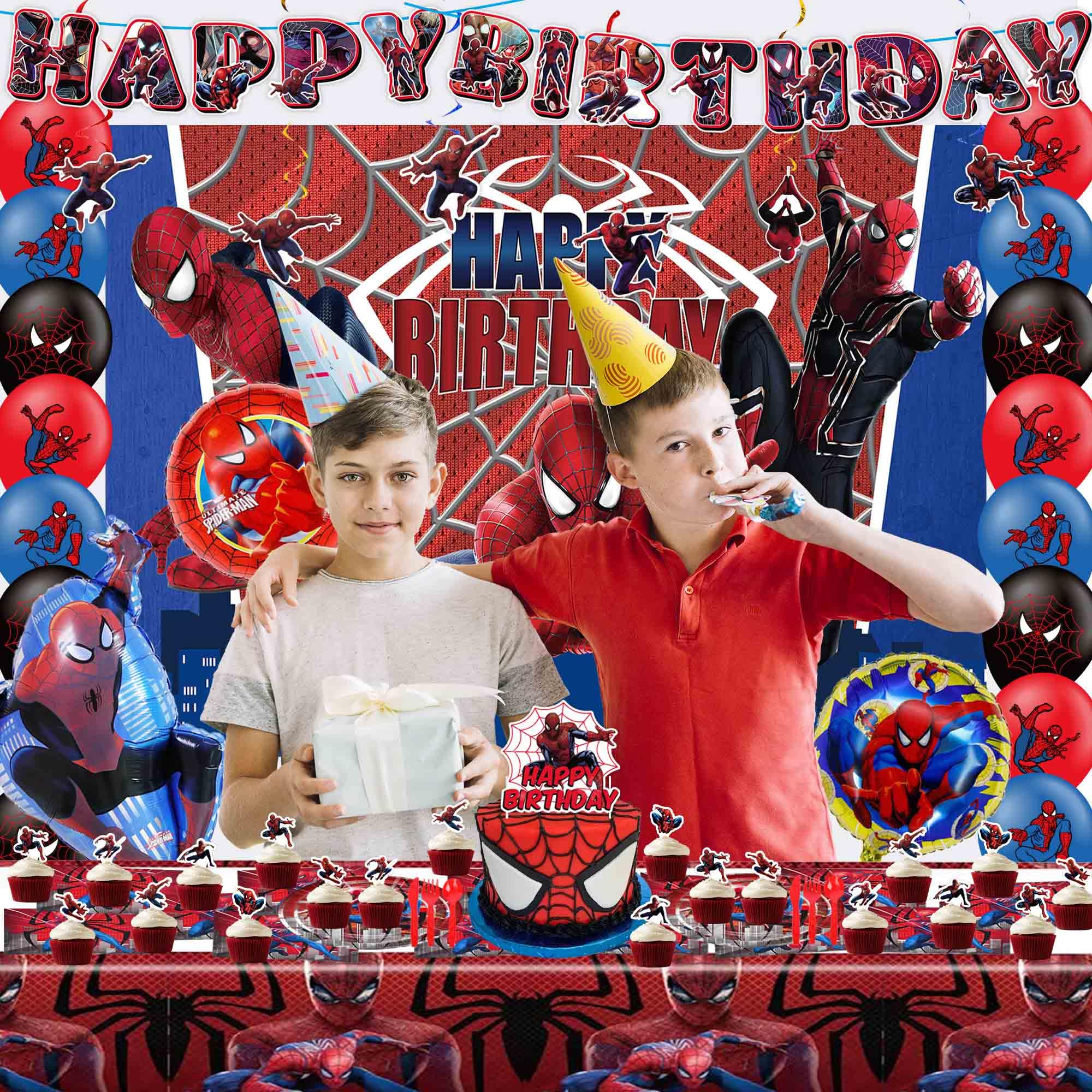 Spider Birthday Decorations, Spider Party Decorations Include Banner, Balloons, Tablecloth, Paper Tableware, Hanging Swirl, Backdrop, Spider Birthday Party