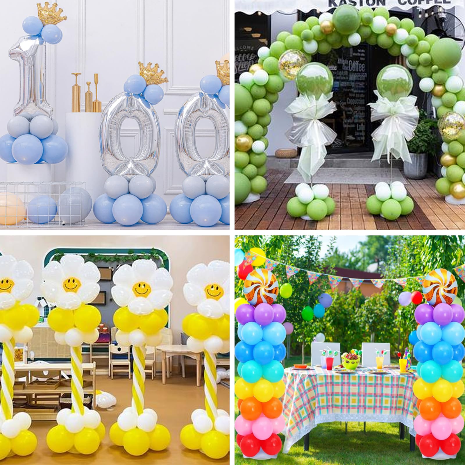 Balloon Column Stand Kit, Set of 4 – 7ft Height Adjustable Balloon Arch Stand Kit, Metal Telescopic Balloon Stand for Baby Shower, Birthday, Wedding, and Graduation